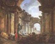 ROBERT, Hubert Imaginary View of the Grande Galerie in Ruins (mk05) Germany oil painting artist